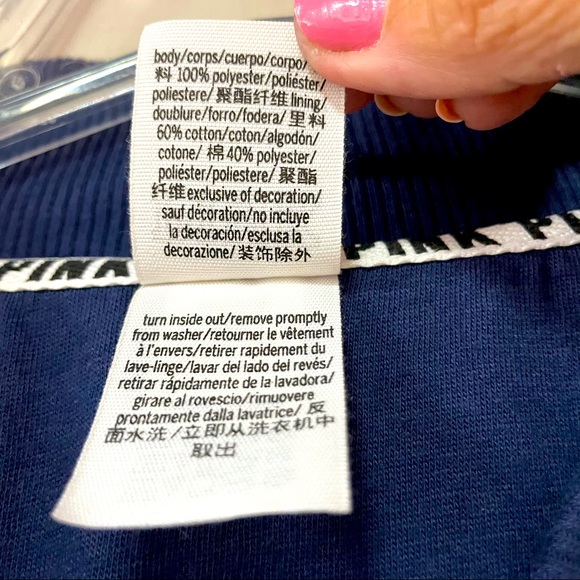 VS Pink ‘Merica Navy Blue Satin Bomber Jacket M - Picture 5 of 7